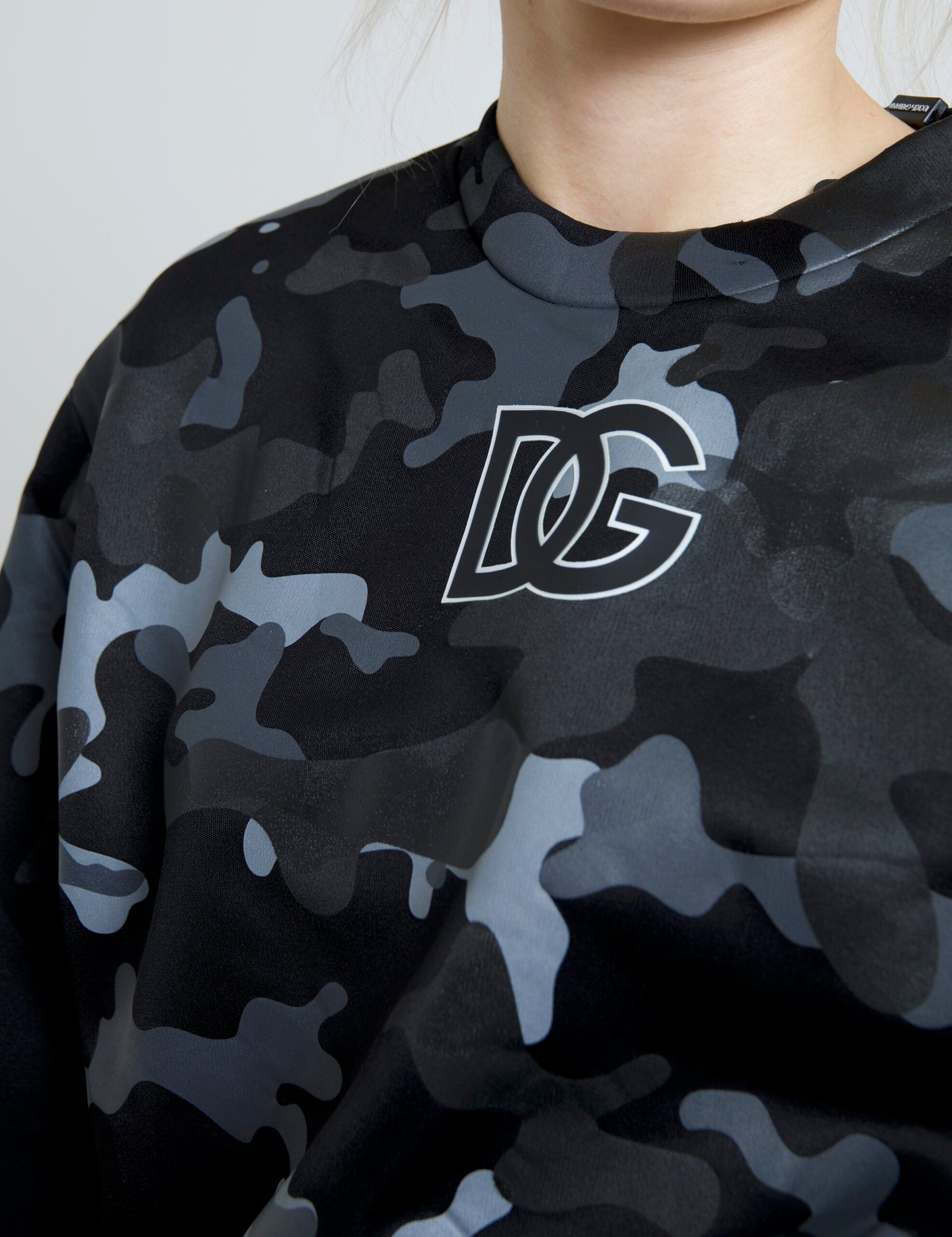 Dolce & Gabbana Schwarzes Camouflage Rundhals-Sweatshirt Pullover-1