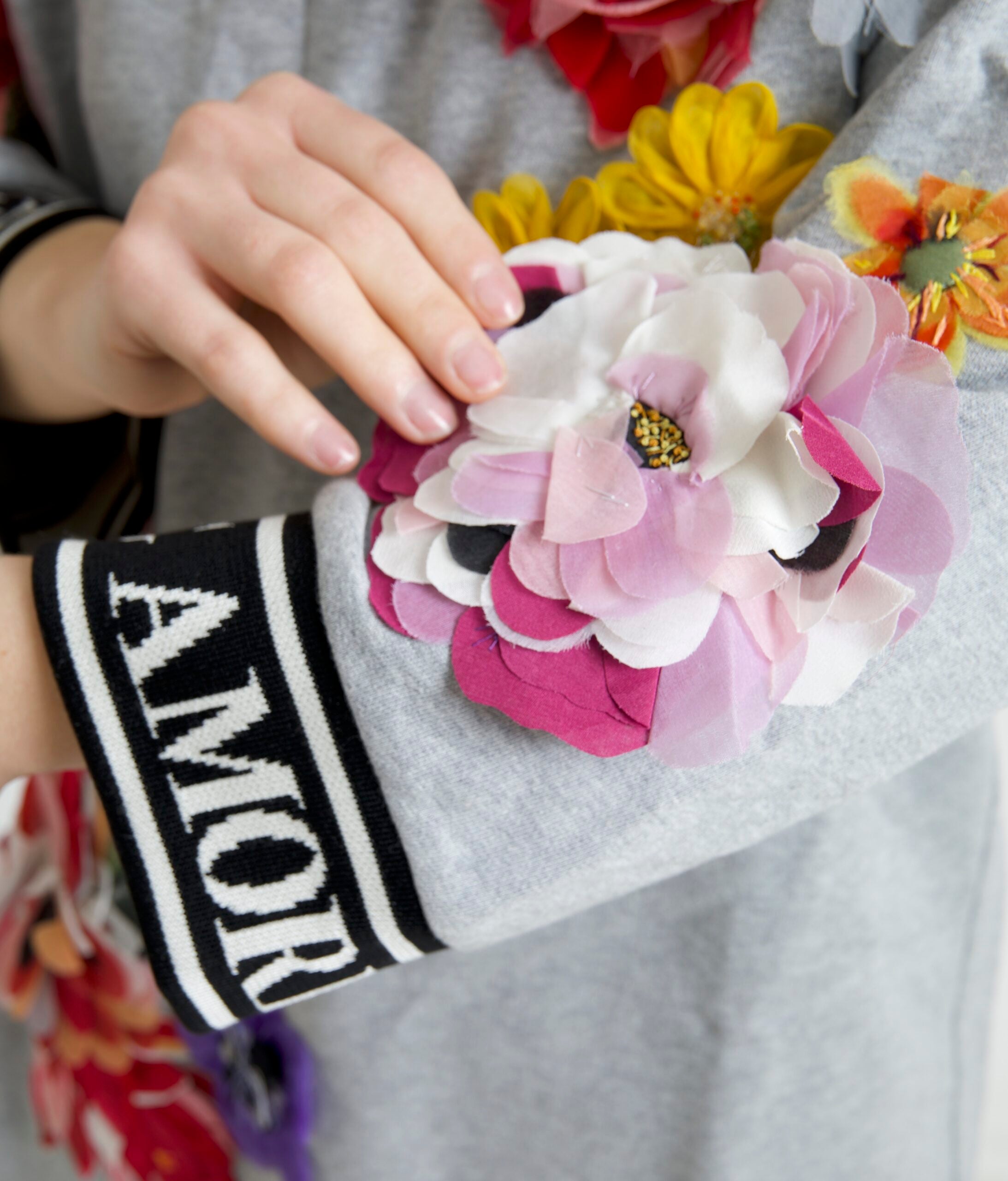 Dolce & Gabbana Grey DG Amore Queen Floral Pattern Sweater
