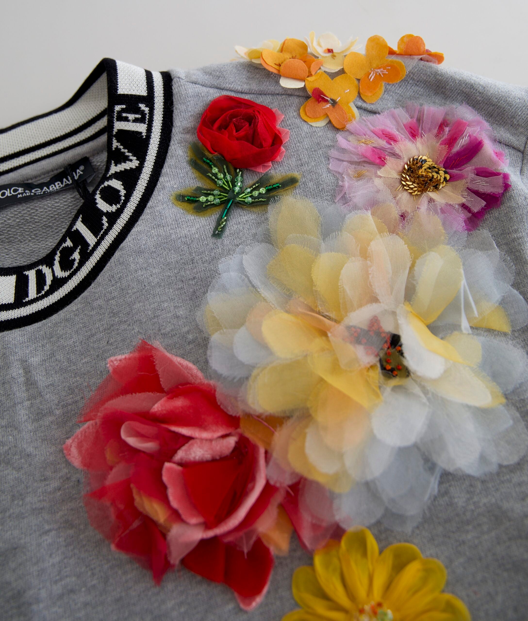 Dolce & Gabbana Grey DG Amore Queen Floral Pattern Sweater-3