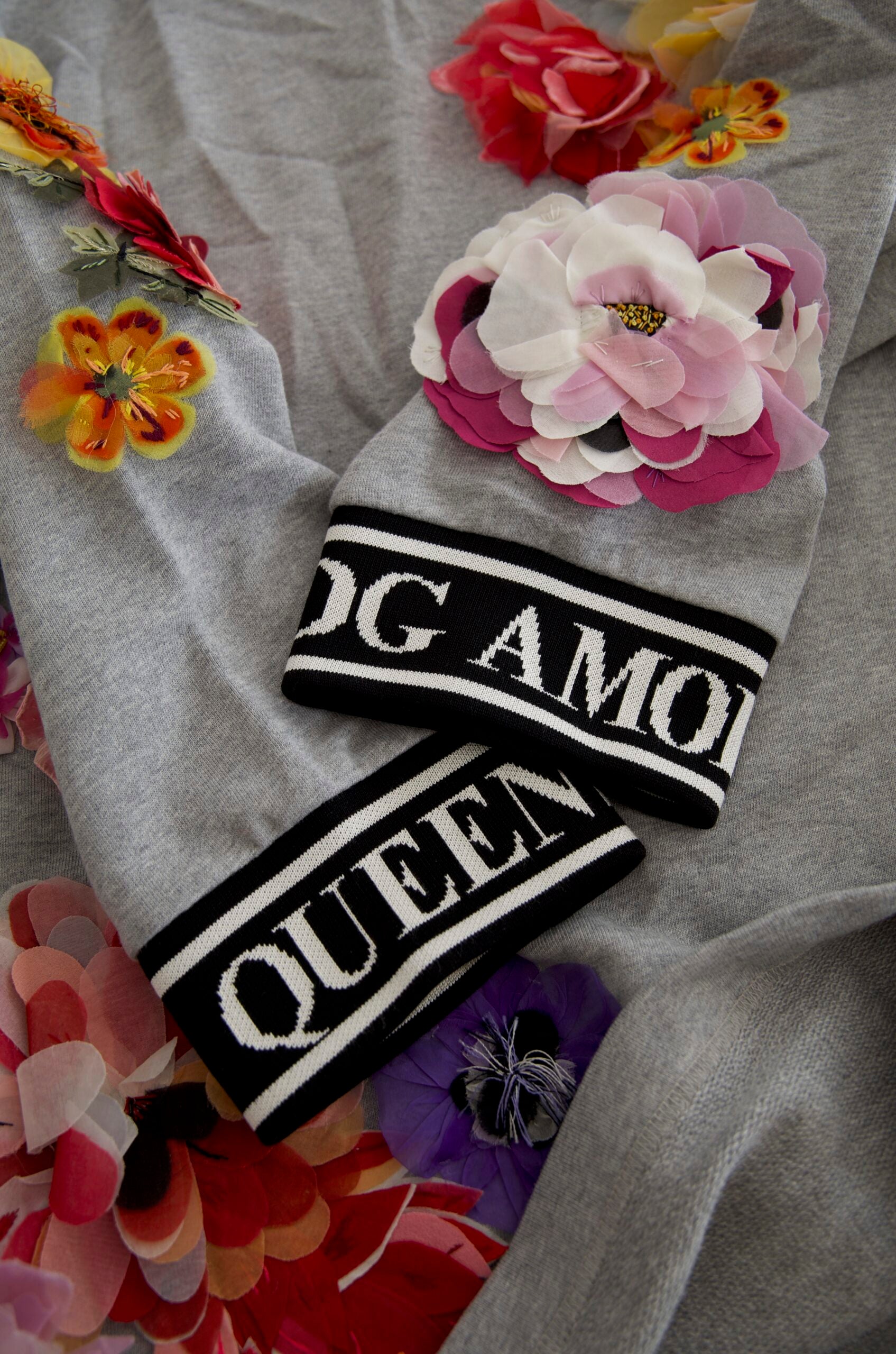 Dolce & Gabbana Grey DG Amore Queen Floral Pattern Sweater-4