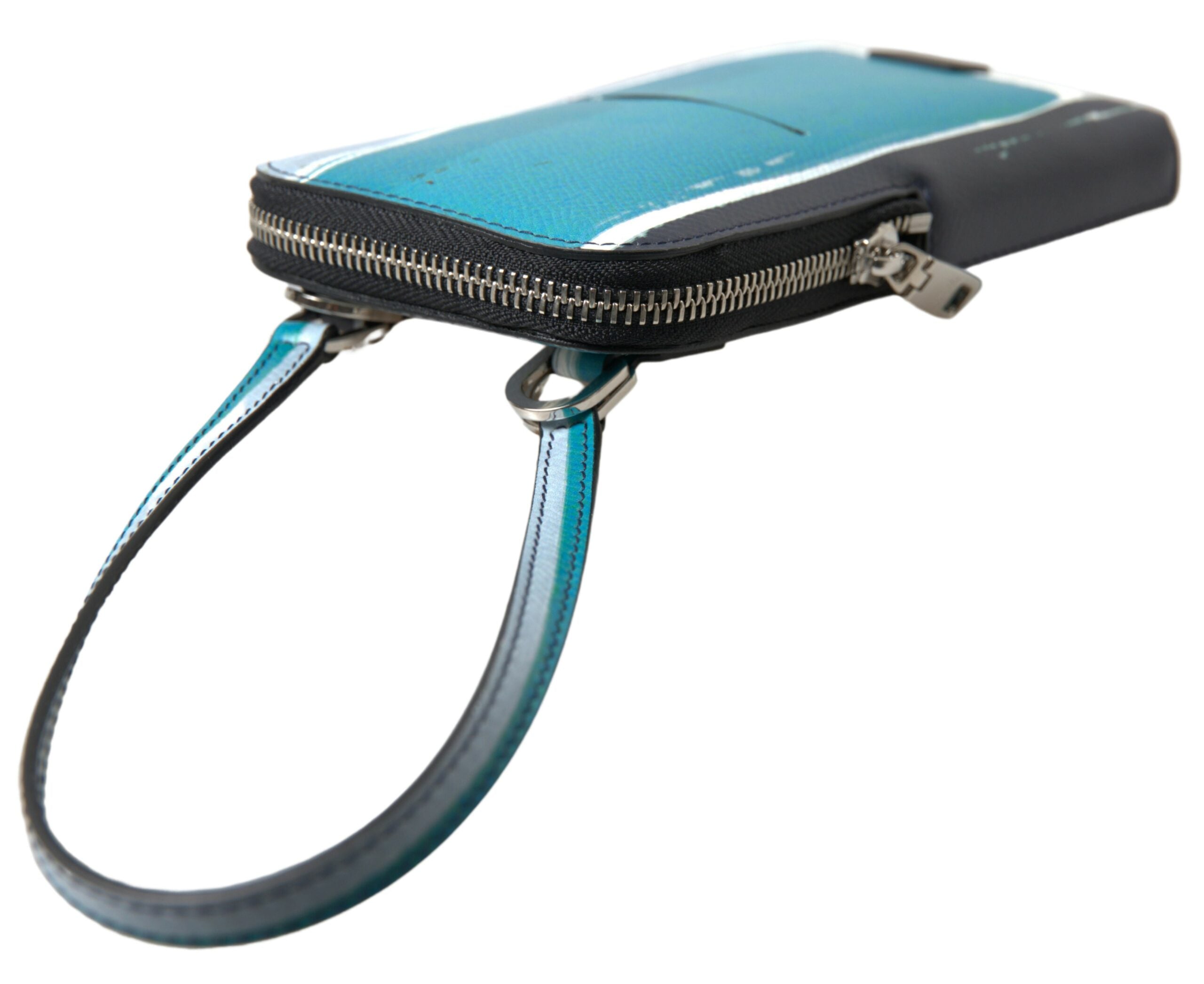 Dolce & Gabbana Blau Leder Geldbörse Crossbody Sling Phone Bag Unisex-6