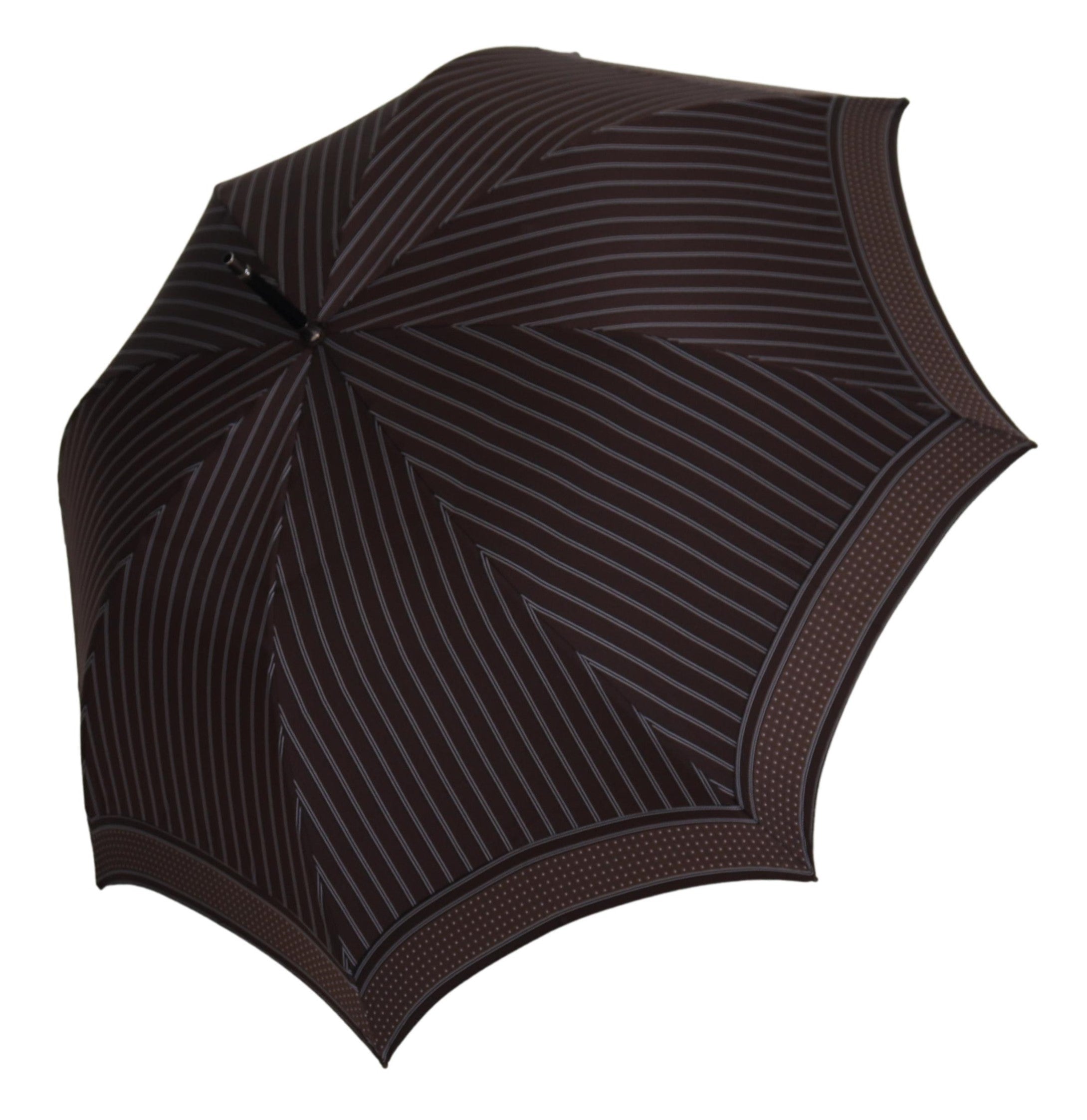 Dolce & Gabbana Brown Striped Leather Handle Folding Sartoria Umbrella