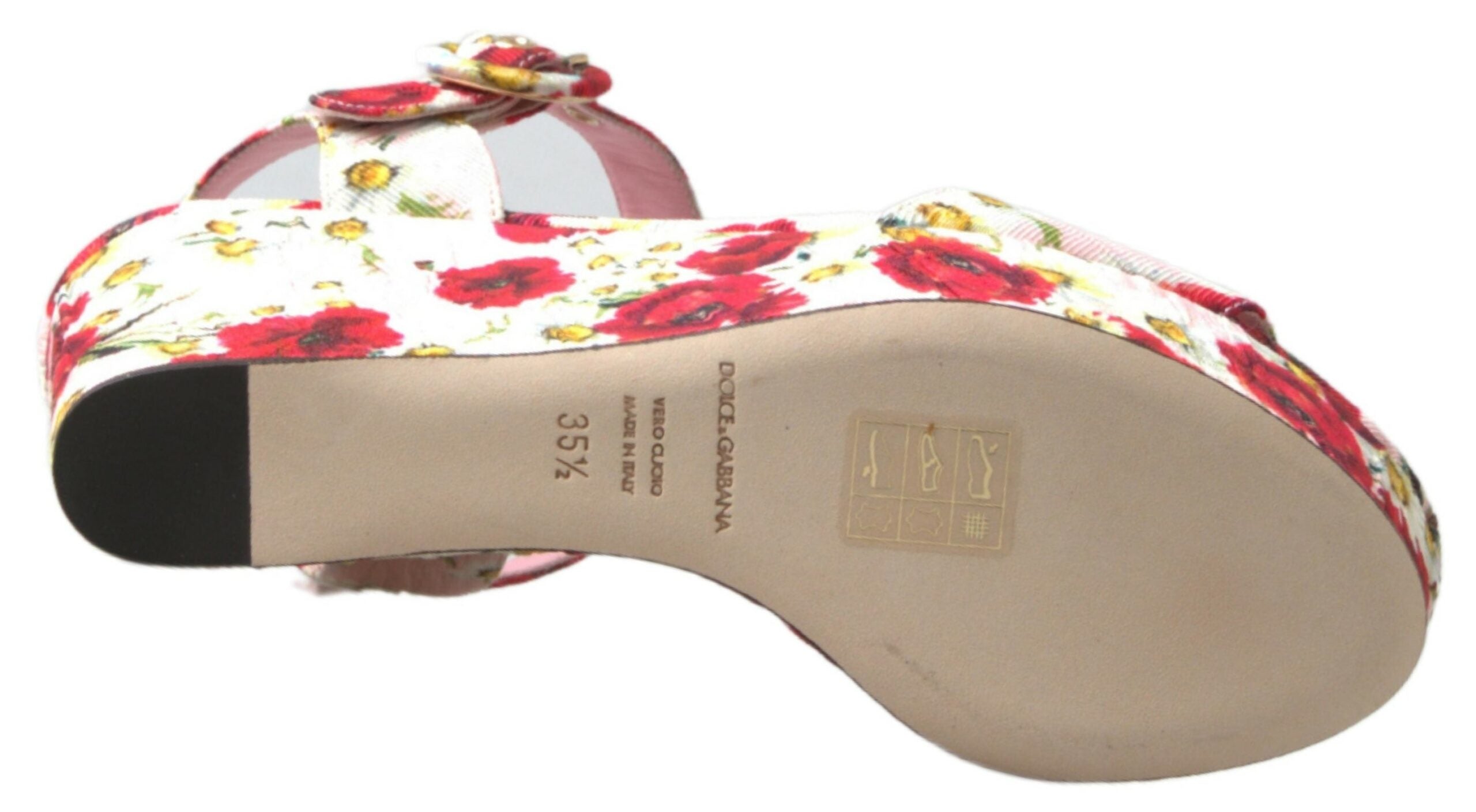 Dolce & Gabbana Multicolored Wedges with Floral Print Floral Strappy Sandals-6