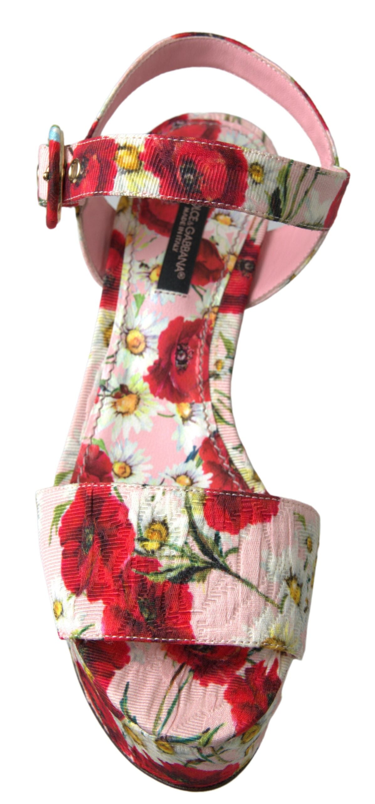 Dolce & Gabbana Multicolored Wedges with Floral Print Floral Strappy Sandals-5
