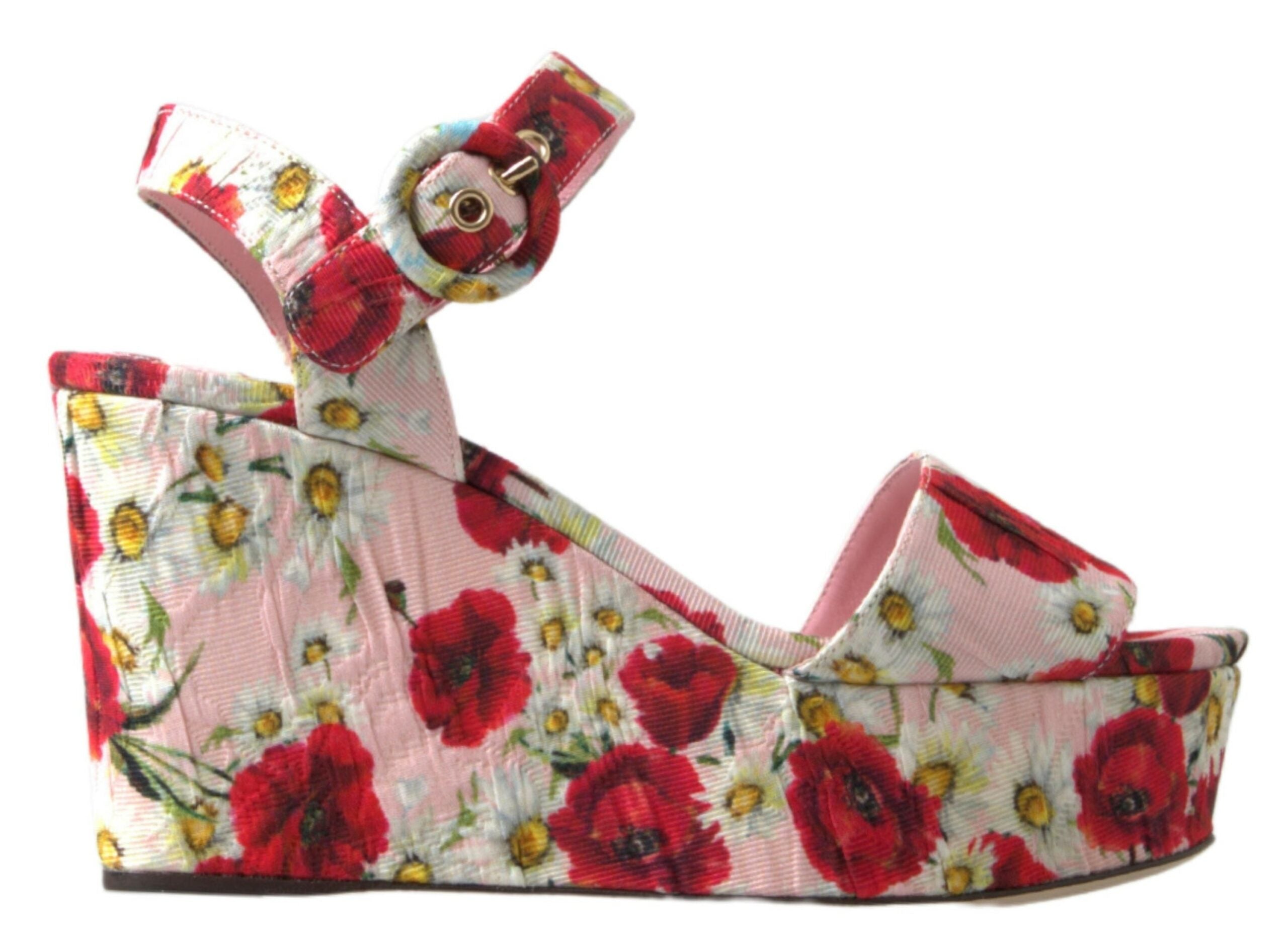 Dolce & Gabbana Multicolored Wedges with Floral Print Floral Strappy Sandals-1