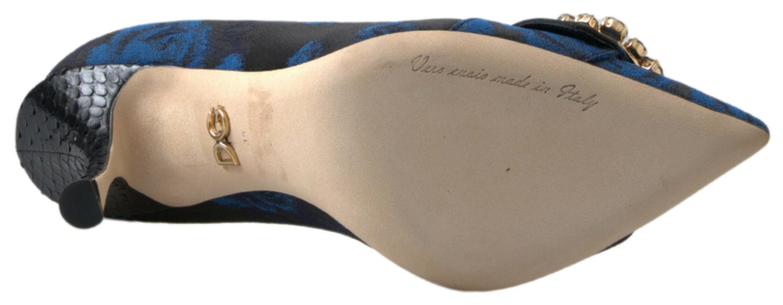 Dolce & Gabbana Blaue Floral Ayers Kristall Pumps Schuhe-5