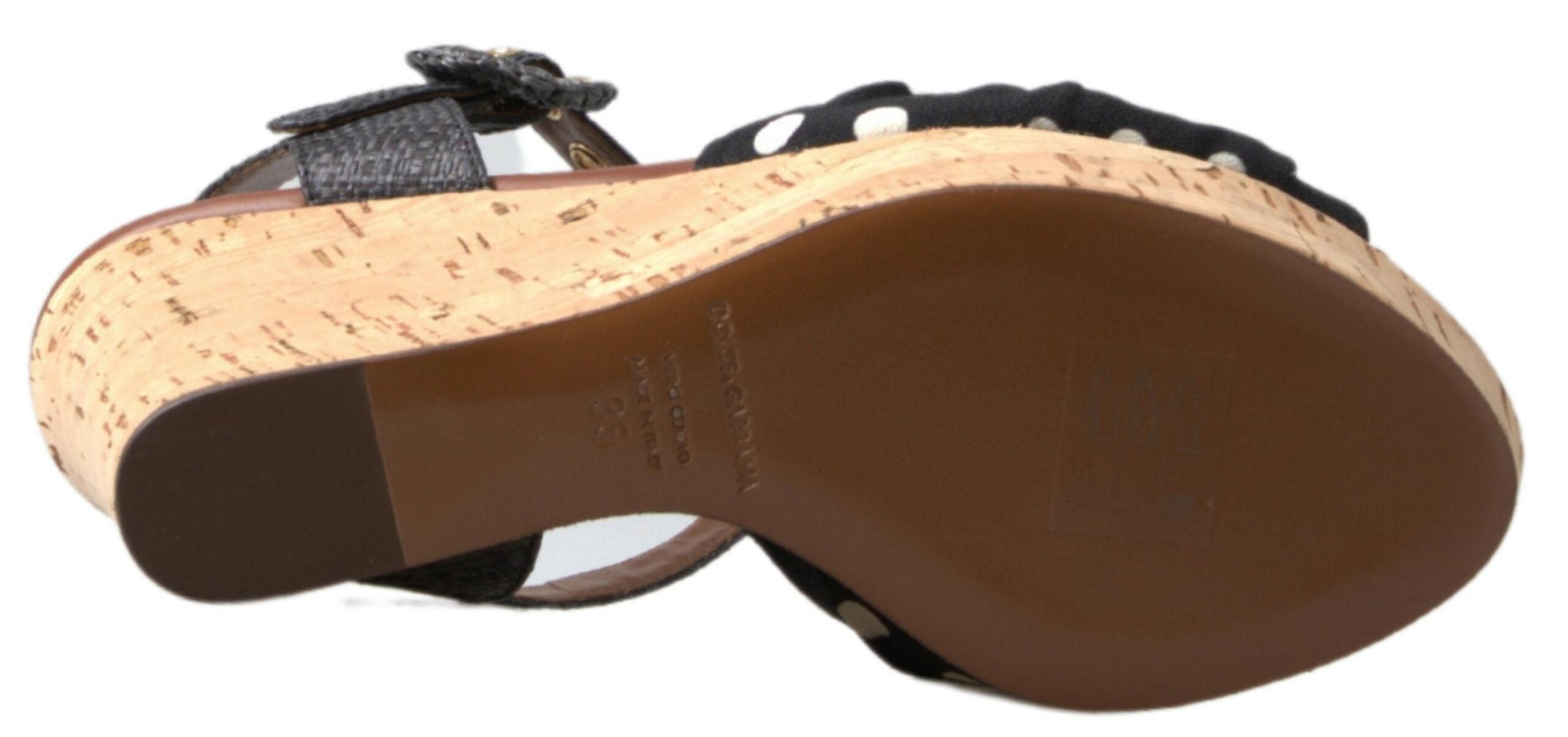 Dolce & Gabbana Black Wedges Polka Dot Ankle Strap Shoes Sandals-5