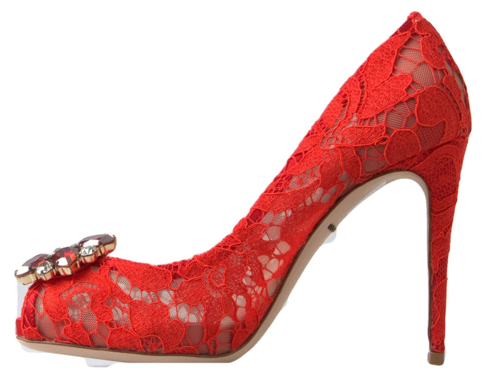Dolce & Gabbana Rot Taormina Spitze Kristall Heels Pumps Schuhe-2
