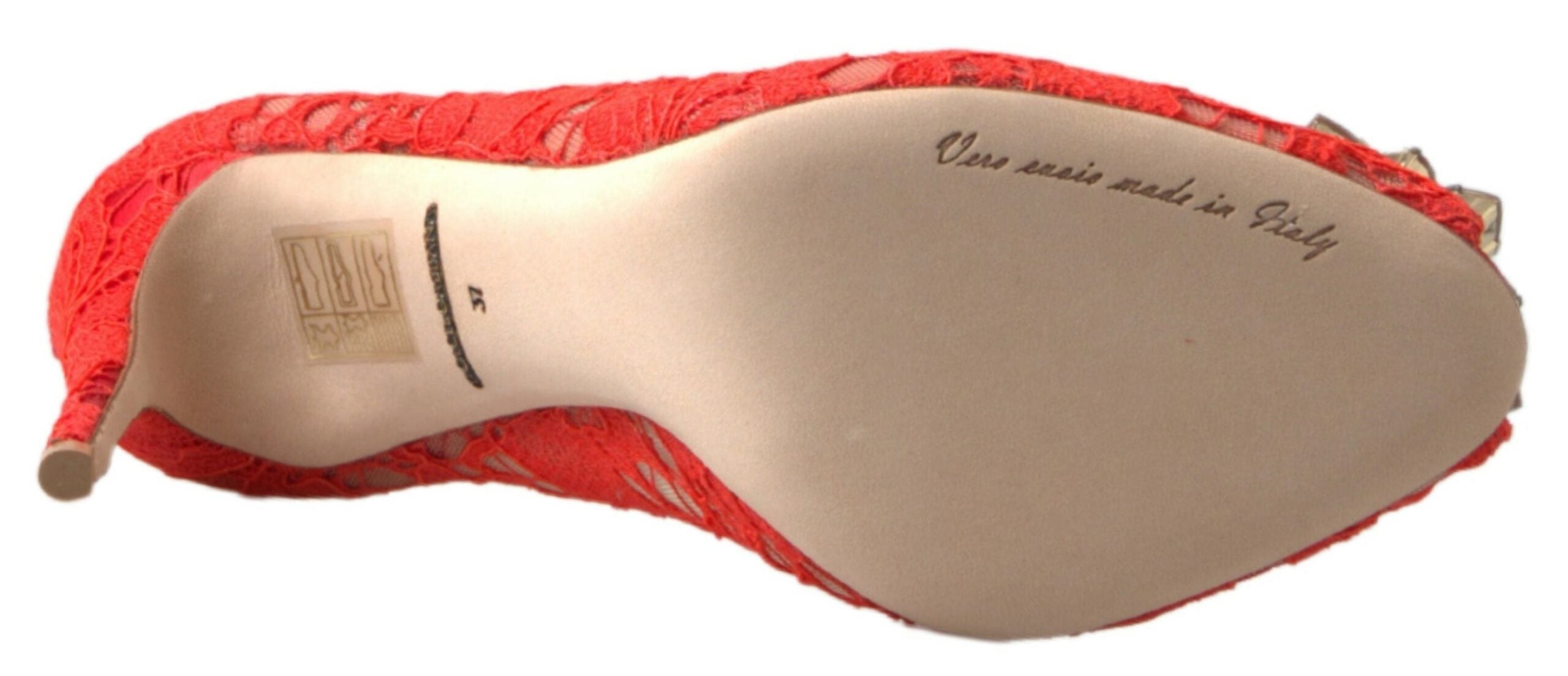 Dolce & Gabbana Rot Taormina Spitze Kristall Heels Pumps Schuhe-3