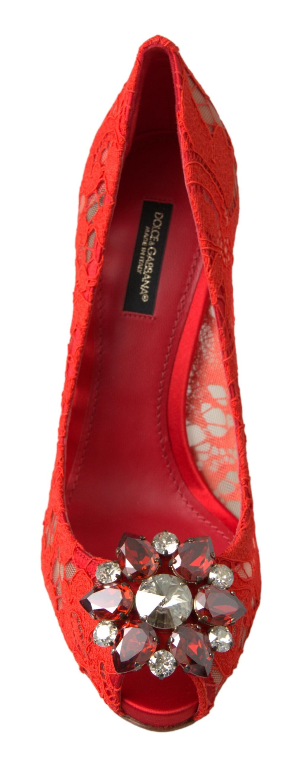 Dolce & Gabbana Rot Taormina Spitze Kristall Heels Pumps Schuhe-4