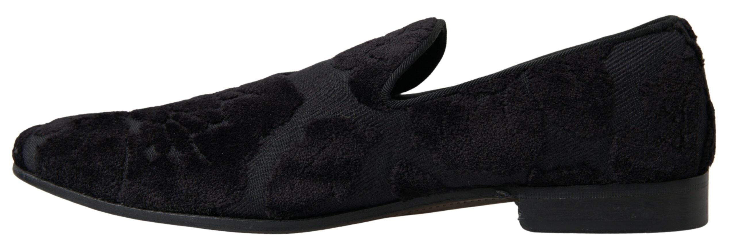 Dolce & Gabbana Black Brocade Loafers Formal Shoes-3