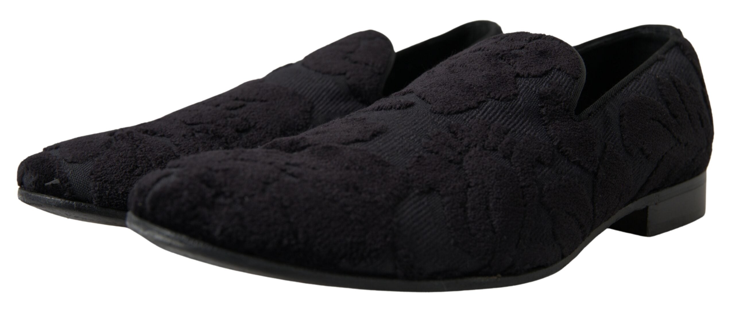 Dolce & Gabbana Black Brocade Loafers Formal Shoes-6