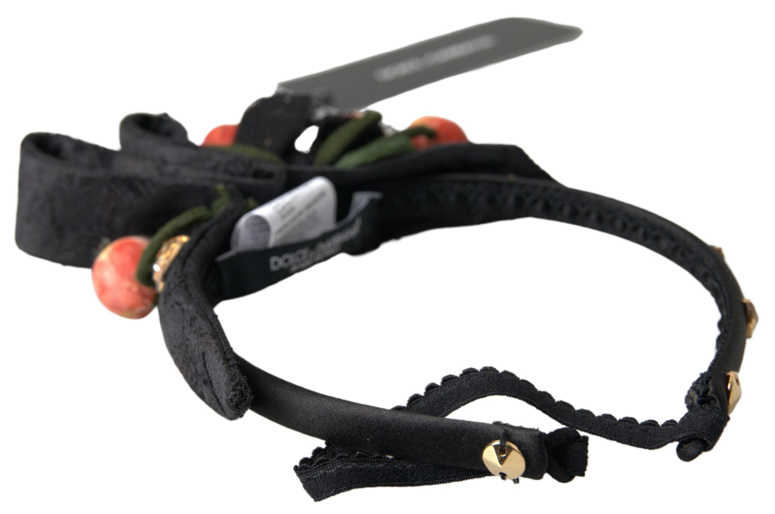 Dolce & Gabbana Black with multicolor fig fruit crystal tiara headband-2