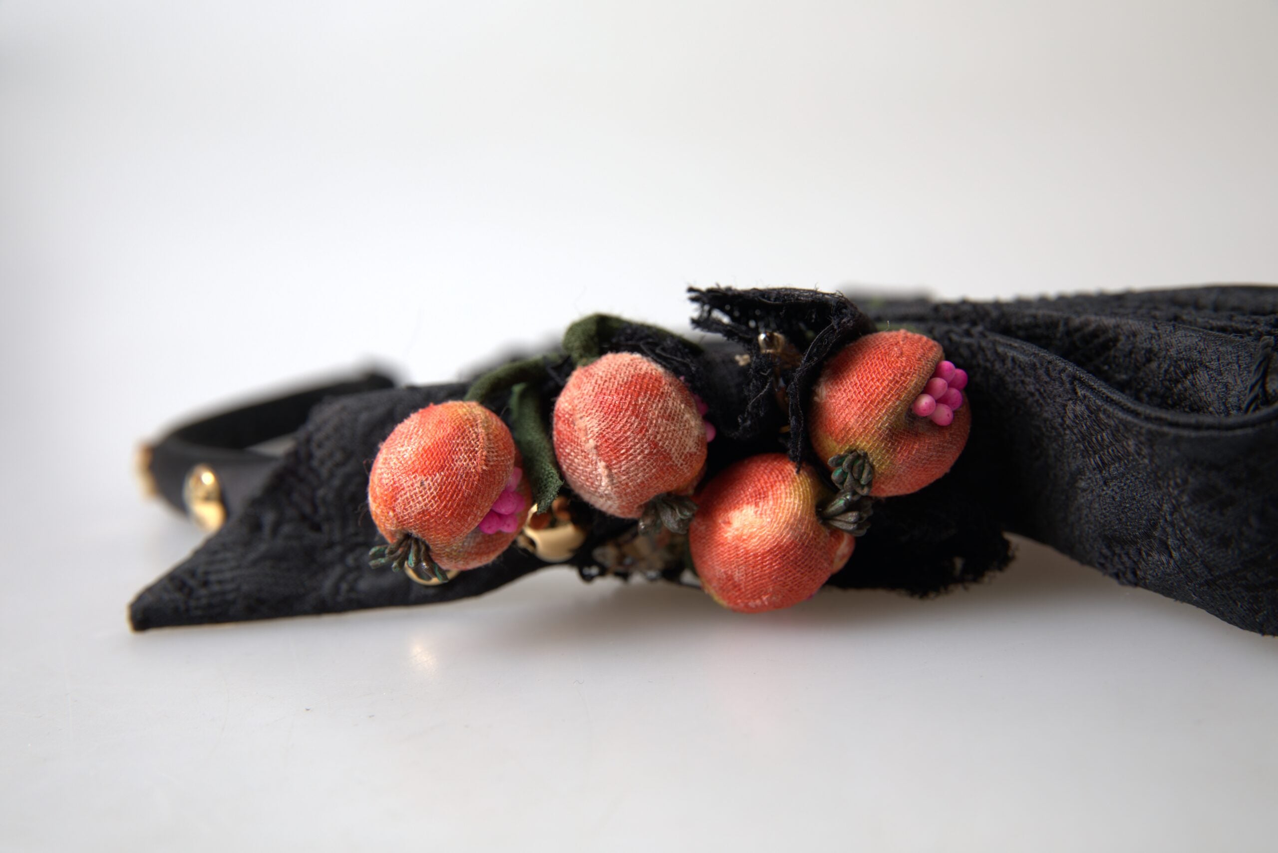 Dolce & Gabbana Black with multicolor fig fruit crystal tiara headband-5