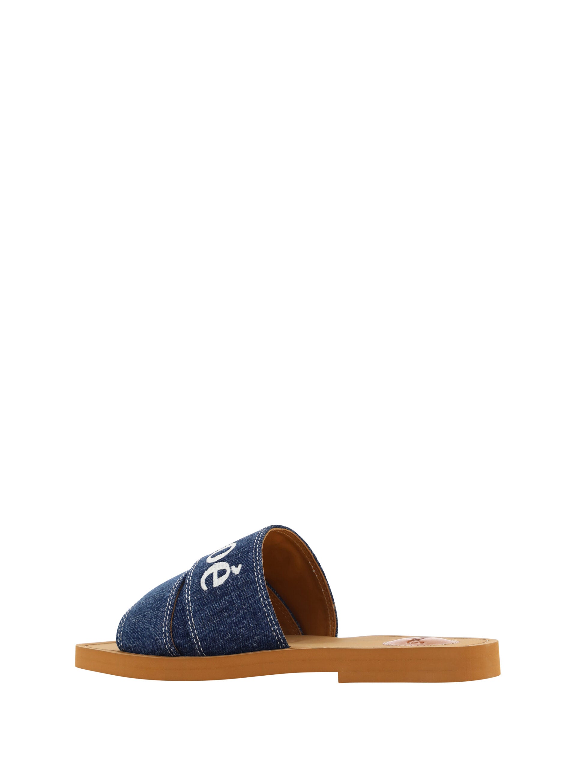 Chloé Lush Cotton Woody Slide Sandals in Denim Blue-2
