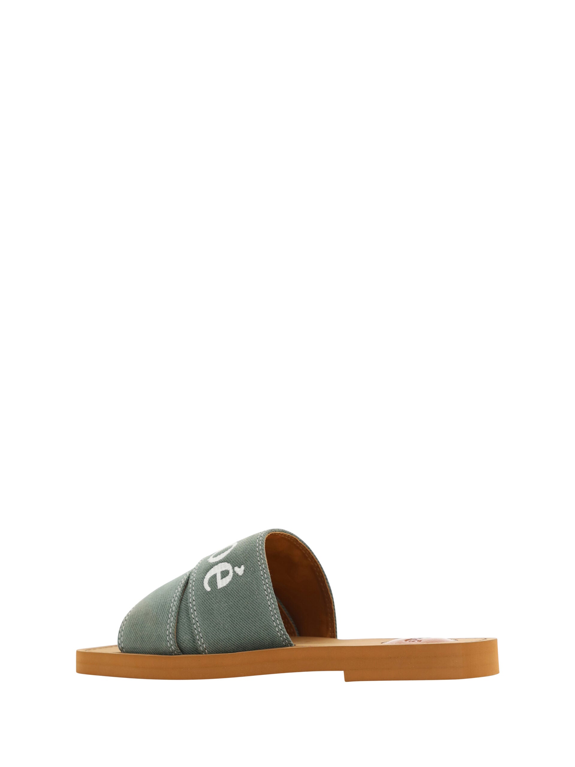 Elegantes sandalias Chloé en algodón verde bosque-3