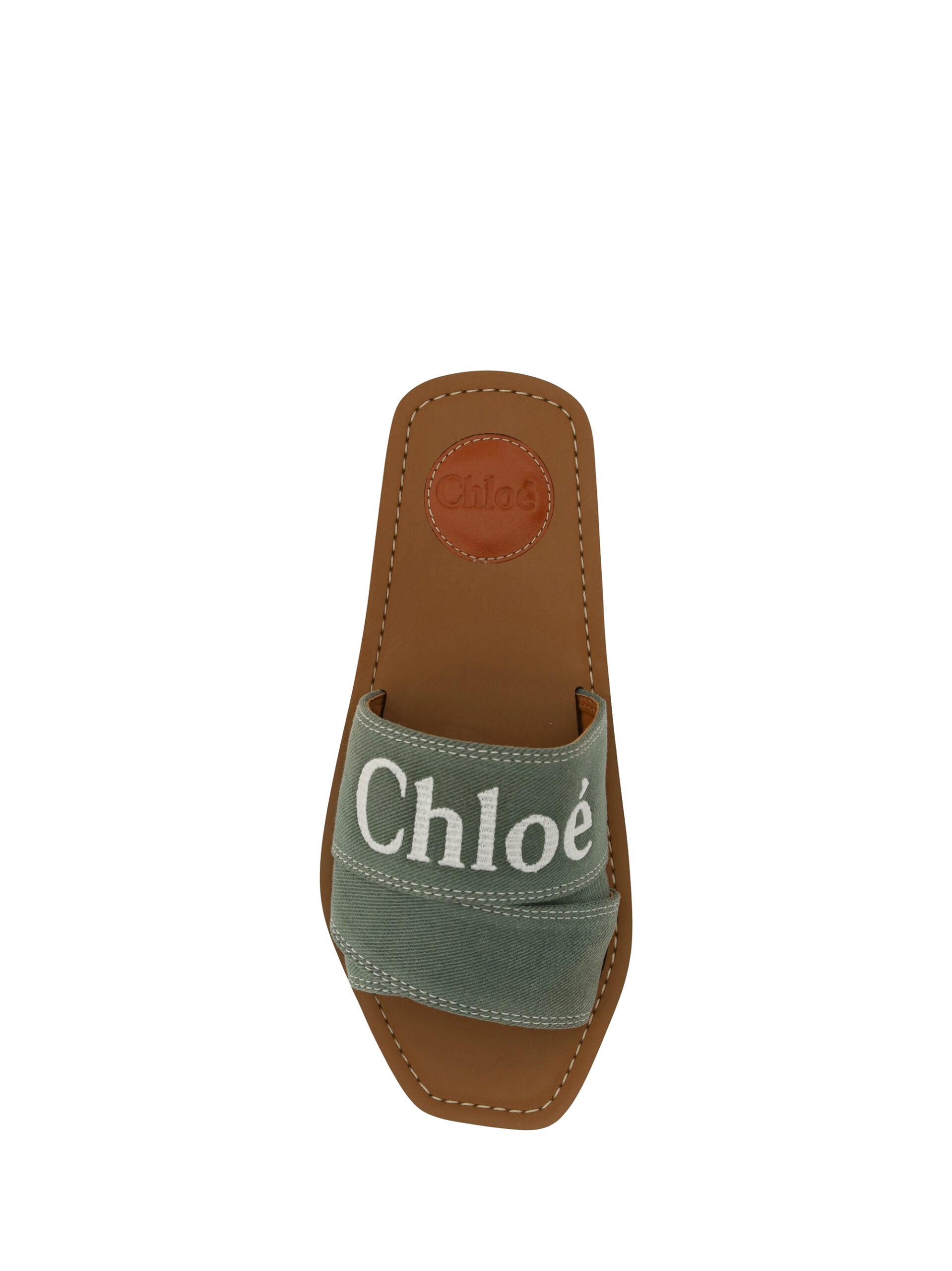 Elegantes sandalias Chloé en algodón verde bosque-4