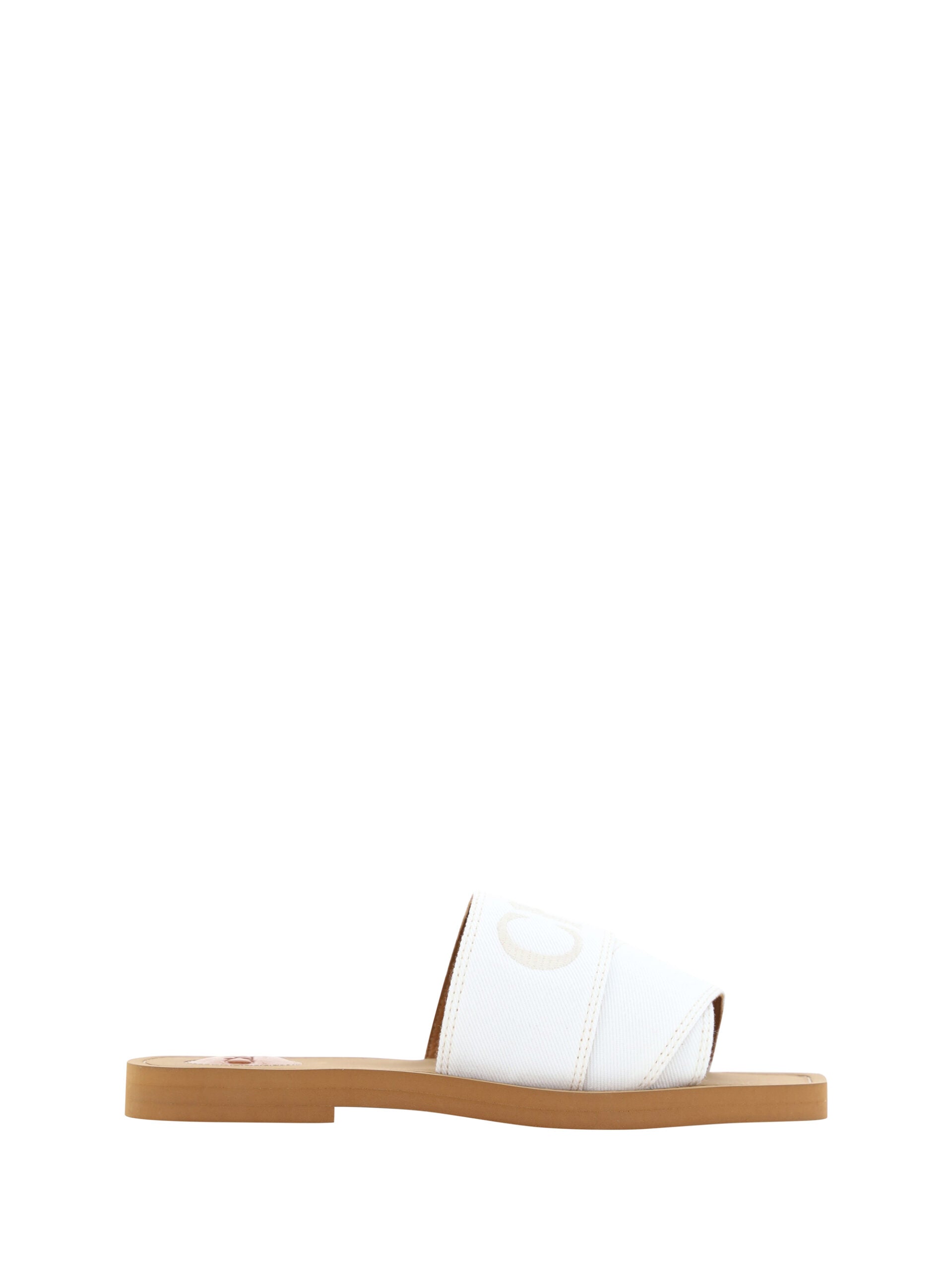 Chloé Elegante weiße Gleitsandalen aus Baumwolle-1