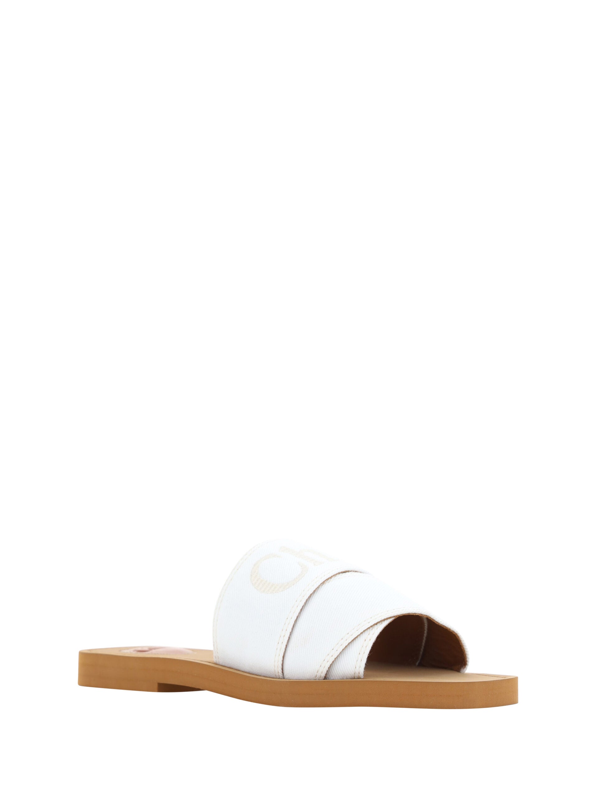 Chloé Elegante weiße Gleitsandalen aus Baumwolle-2