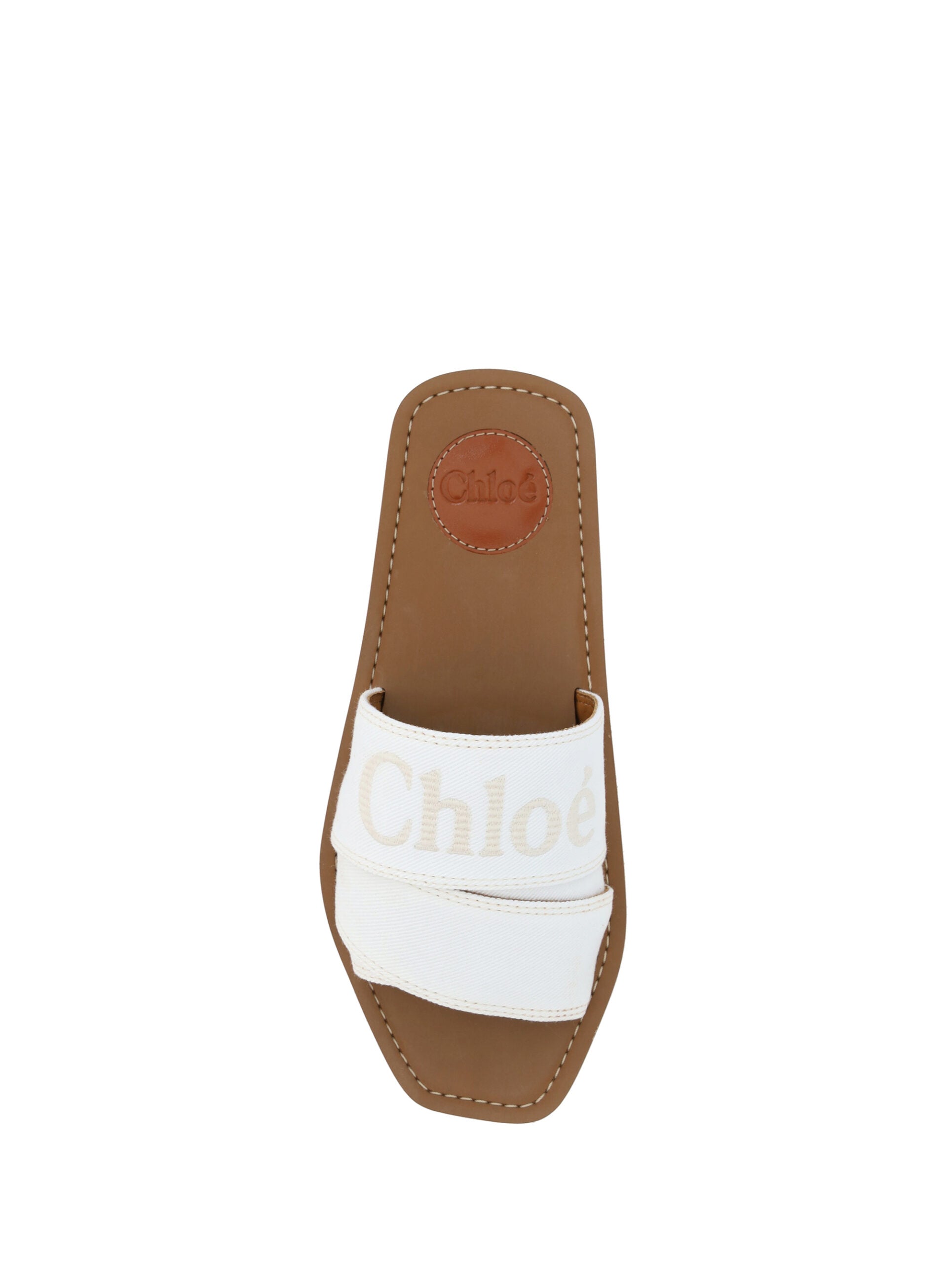 Chloé Elegante weiße Gleitsandalen aus Baumwolle-4