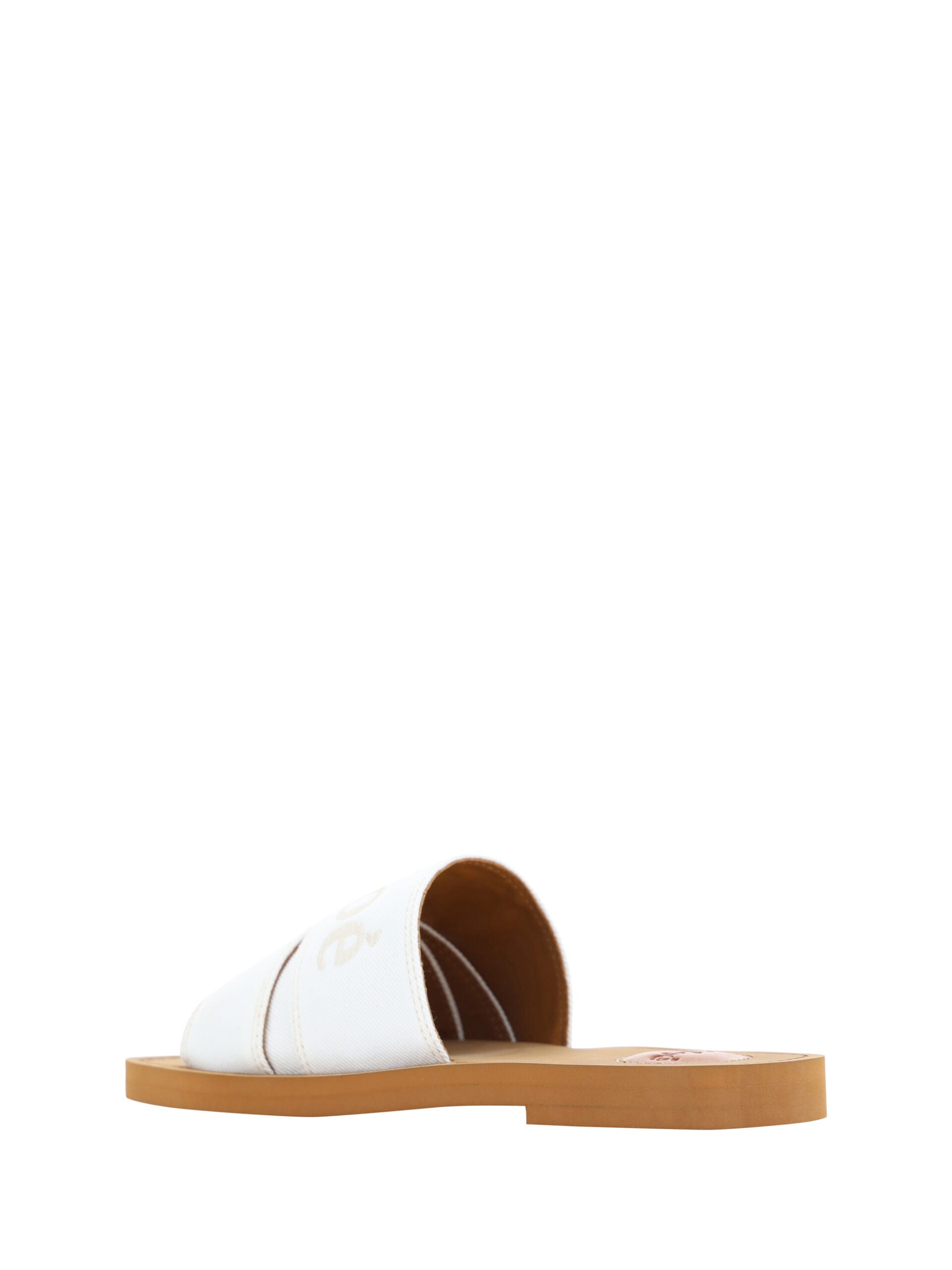 Chloé Elegante weiße Gleitsandalen aus Baumwolle-3