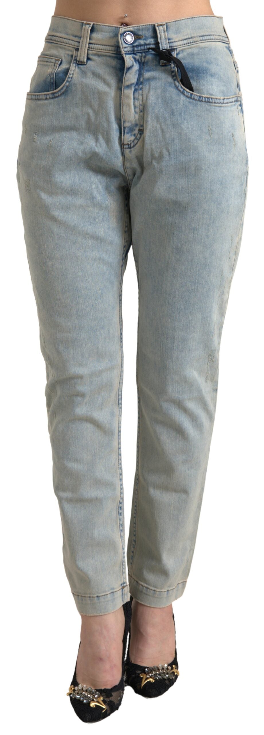 Dolce & Gabbana Blue washed cotton skinny jeans with a mid-waisted cut-1