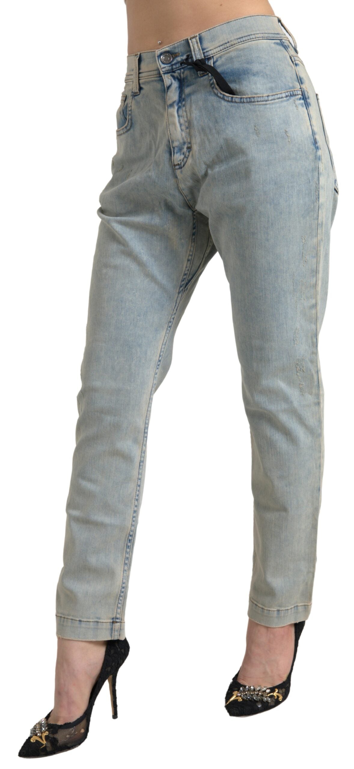 Dolce & Gabbana Blue washed cotton skinny jeans with a mid-waisted cut-2
