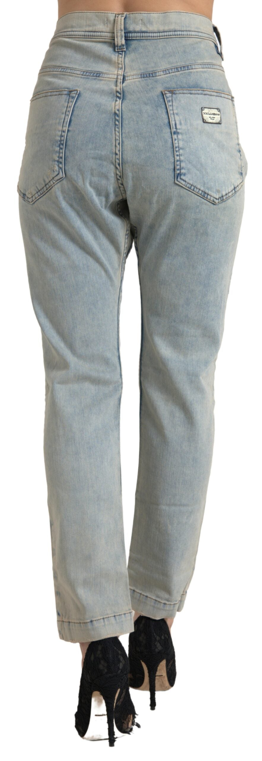 Dolce & Gabbana Blue washed cotton skinny jeans with a mid-waisted cut-3