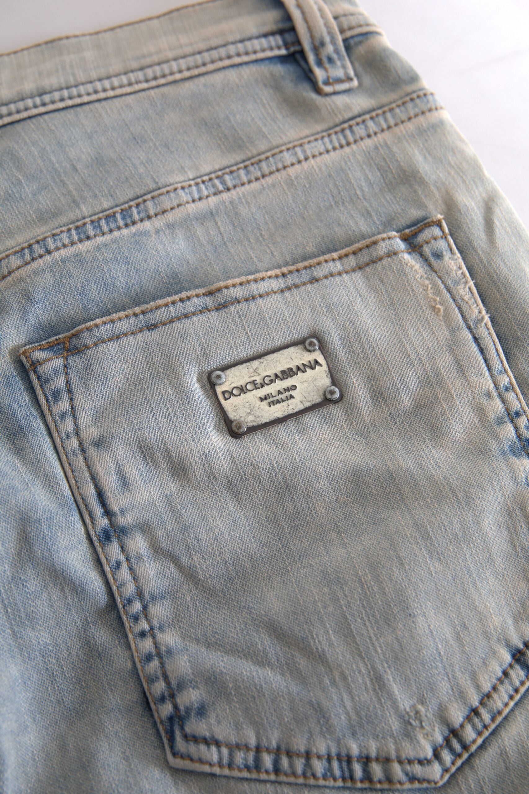 Dolce & Gabbana Blue washed cotton skinny jeans with a mid-waisted cut-4