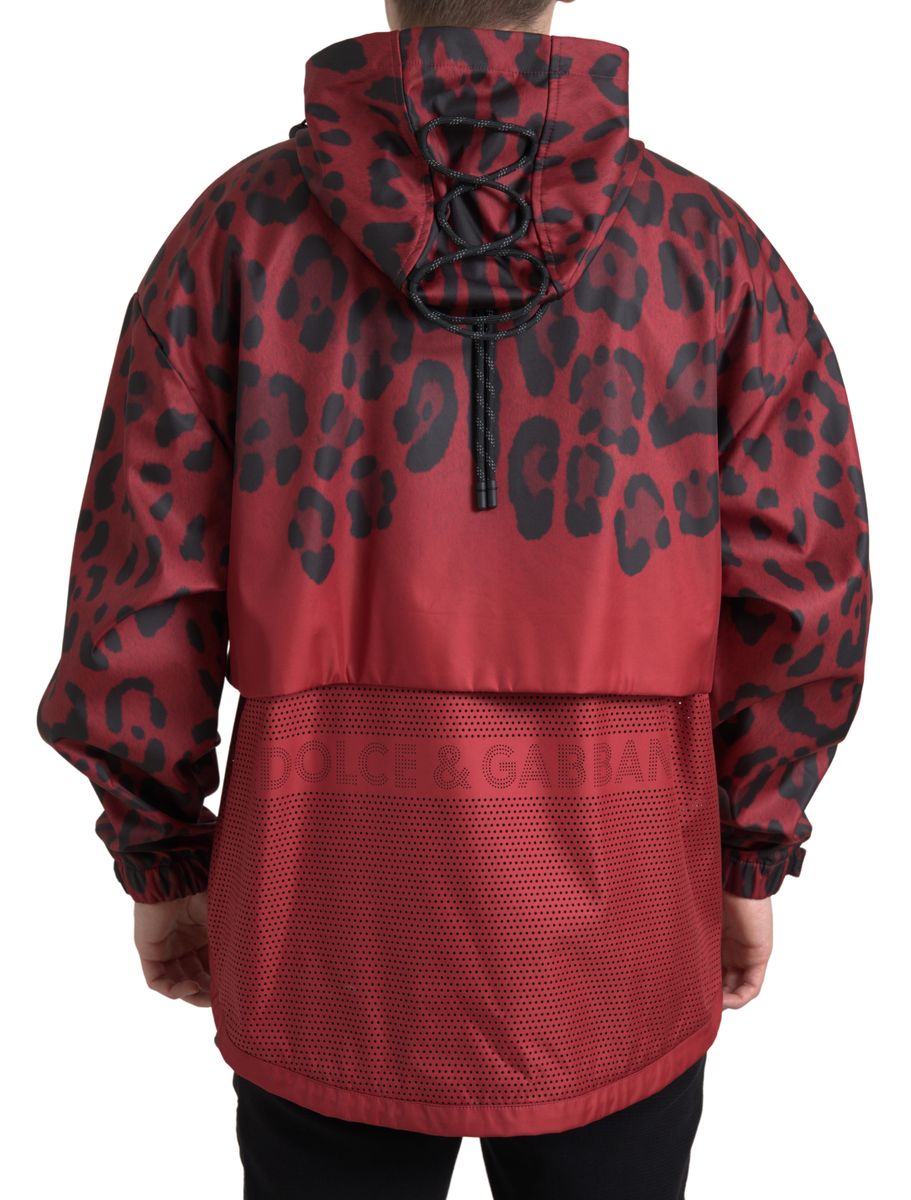 Dolce & Gabbana Red Leopard Raincoat with Hood Jacket-2