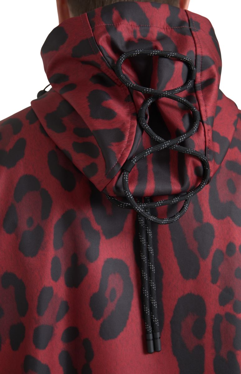 Dolce & Gabbana Red Leopard Raincoat with Hood Jacket-4