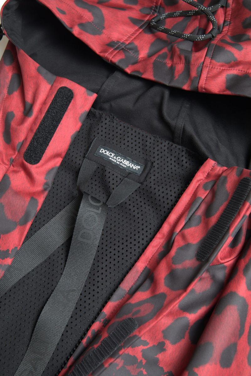 Dolce & Gabbana Red Leopard Raincoat with Hood Jacket-8