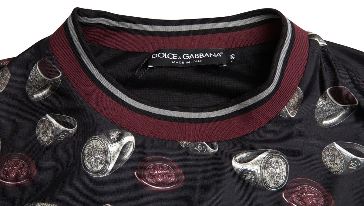 Dolce & Gabbana Black Ring Print Silk Crew Neck Sweater-6
