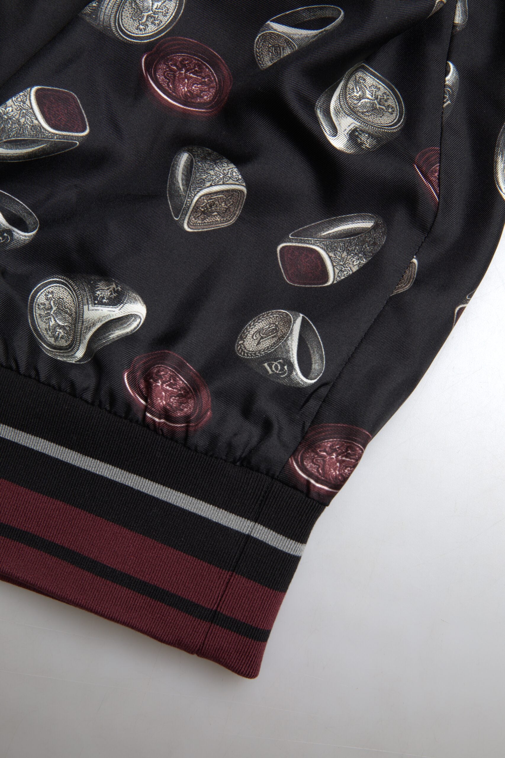Dolce & Gabbana Black Ring Print Silk Crew Neck Sweater-7