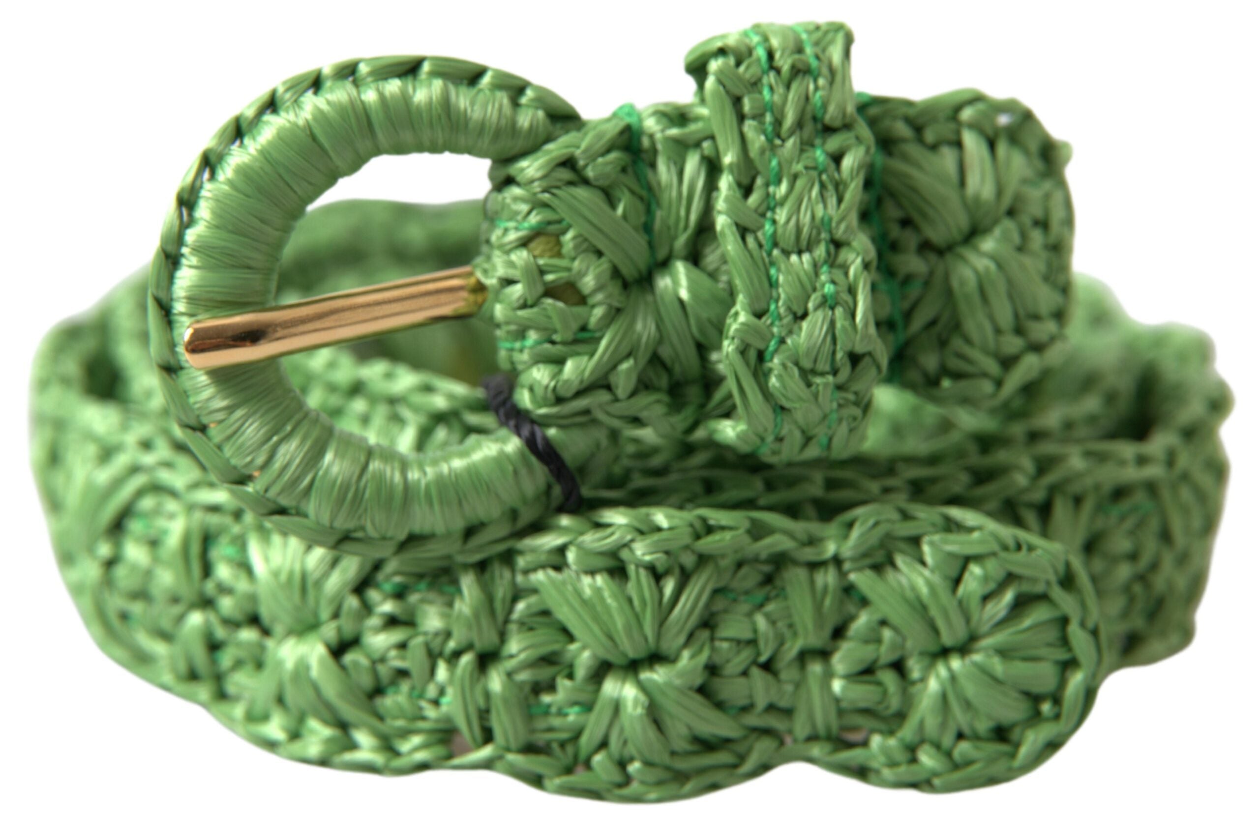 Cinturón fino tejido en viscosa verde de Dolce & Gabbana-1