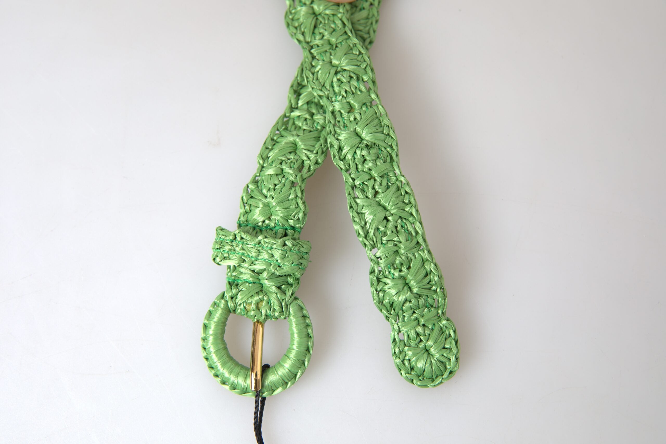 Cinturón fino tejido en viscosa verde de Dolce & Gabbana-3