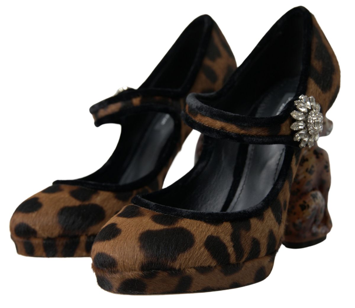 Zapatos Mary Jane de tacón de leopardo en becerro negro y marrón de Dolce & Gabbana-7