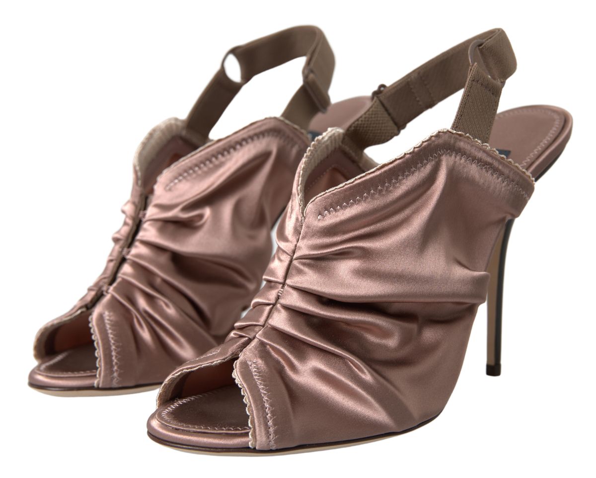 Dolce & Gabbana light brown slingback stilettos with corset closure-5
