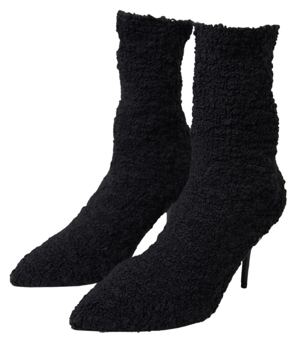 Dolce & Gabbana Black Stiletto Heels Mid-Calf Boots-2
