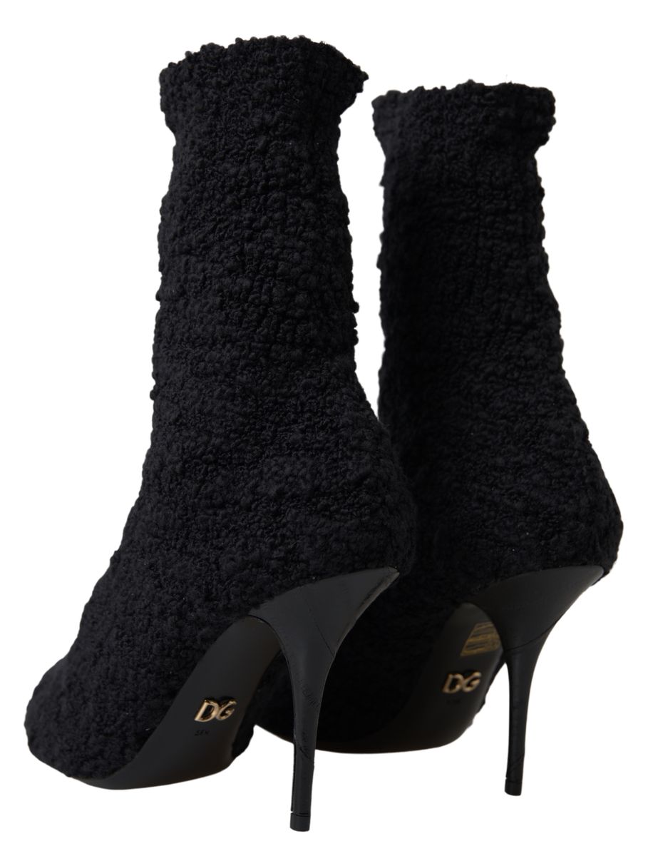 Dolce & Gabbana Black Stiletto Heels Mid-Calf Boots-3