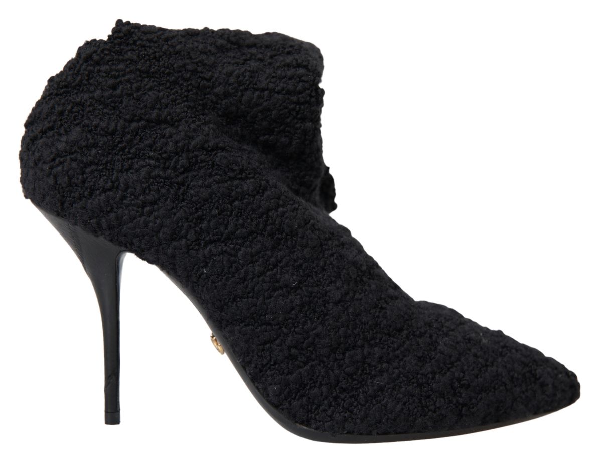 Dolce & Gabbana Black Stiletto Heels Mid-Calf Boots