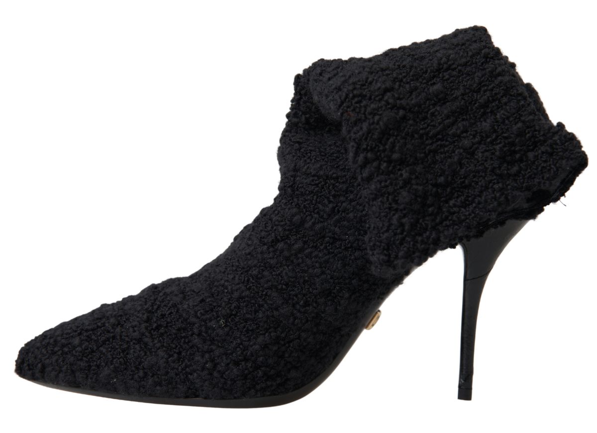 Dolce & Gabbana Black Stiletto Heels Mid-Calf Boots-6