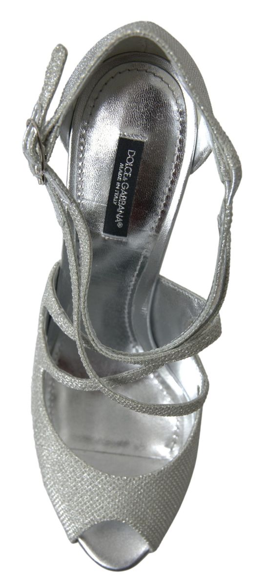 Dolce & Gabbana Silber schimmert Sandalen Absatz Pumps Schuhe-3