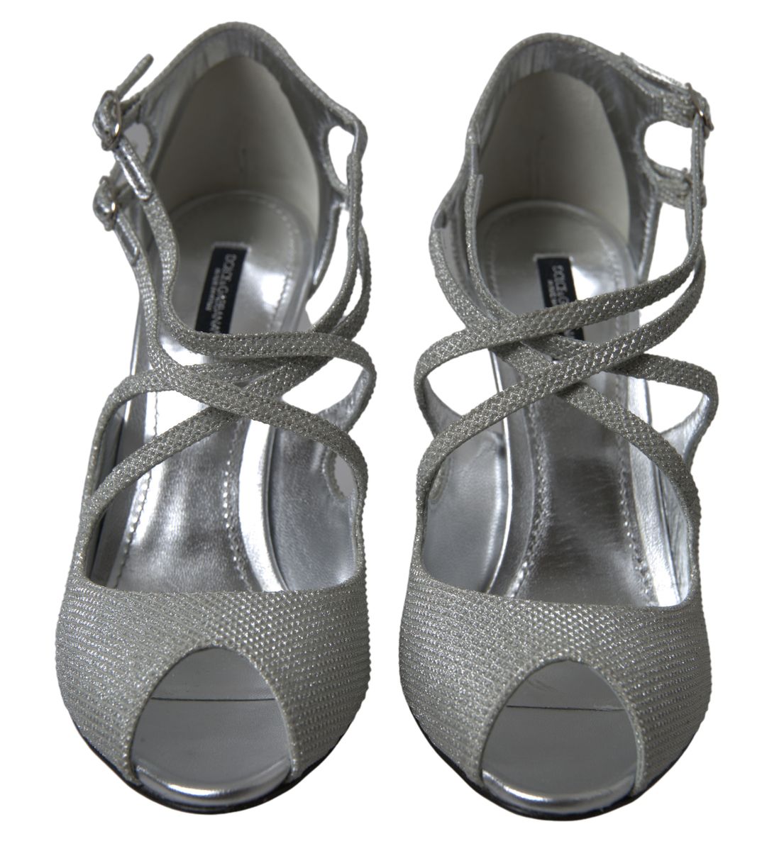 Dolce & Gabbana Silber schimmert Sandalen Absatz Pumps Schuhe-4