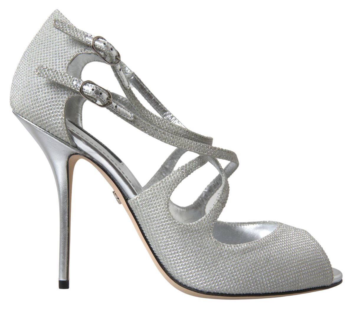 Dolce & Gabbana Silber schimmert Sandalen Absatz Pumps Schuhe-1