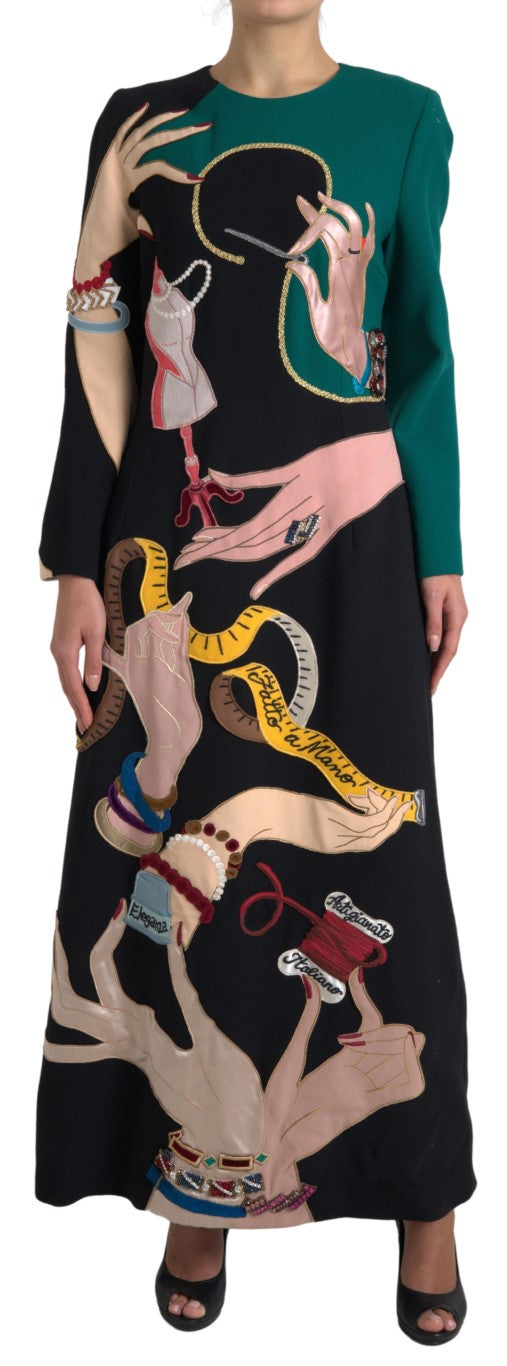 Dolce & Gabbana Multicolor Long-Sleeved A-Line Maxi Dress