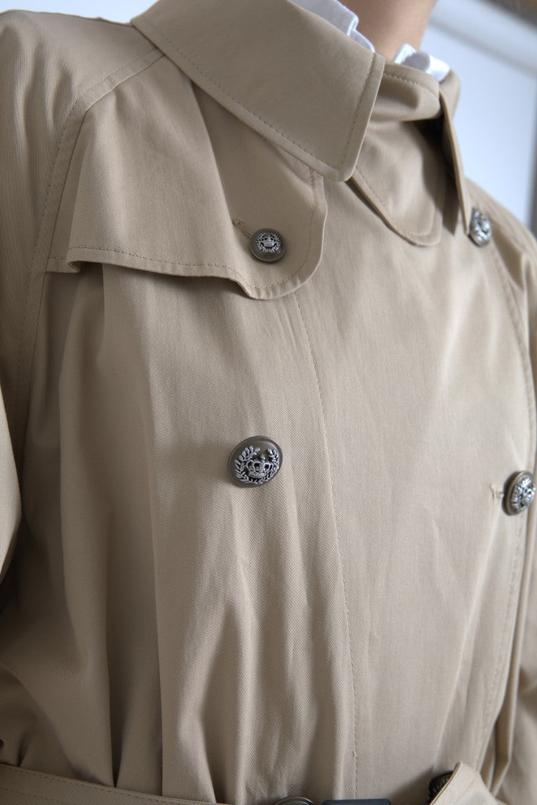 Dolce & Gabbana Khaki Double-Breasted Trench Coat Jacket-2