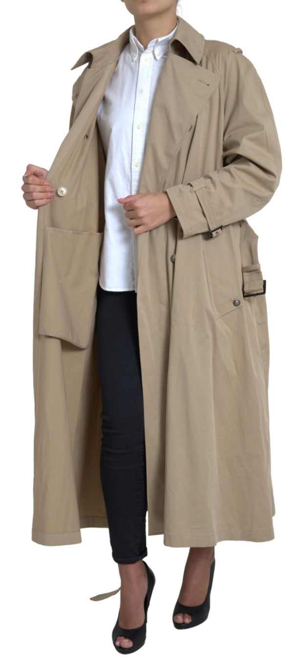 Dolce & Gabbana Khaki Double-Breasted Trench Coat Jacket-4