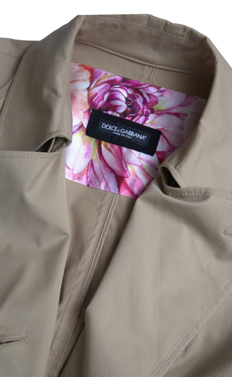 Dolce & Gabbana Khaki Double-Breasted Trench Coat Jacket-5