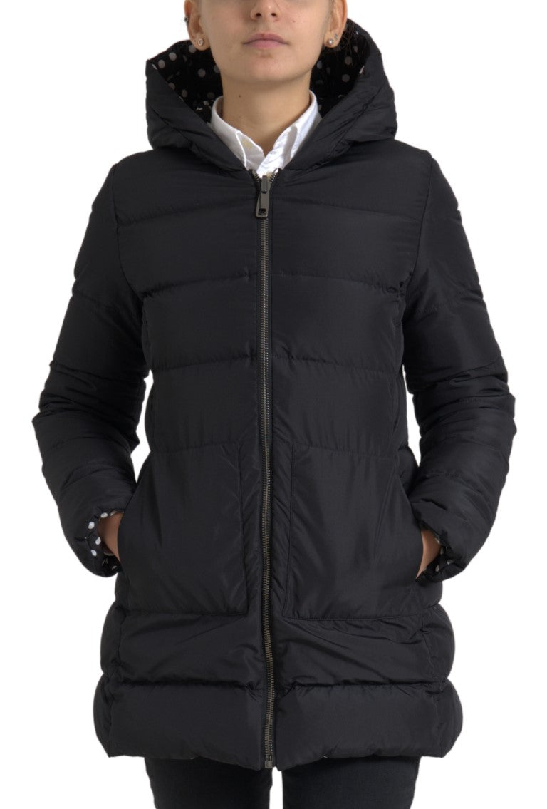 Dolce & Gabbana Black Polyester Reversible Jacket with Hood